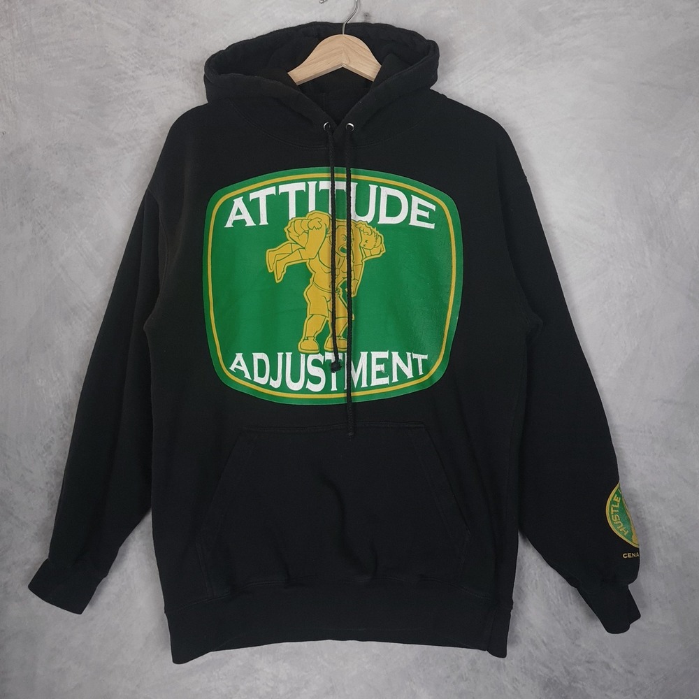 WWE Y2K John Cena Hoodie Mens Small Black Attitude Adjustment UC Me Hustle